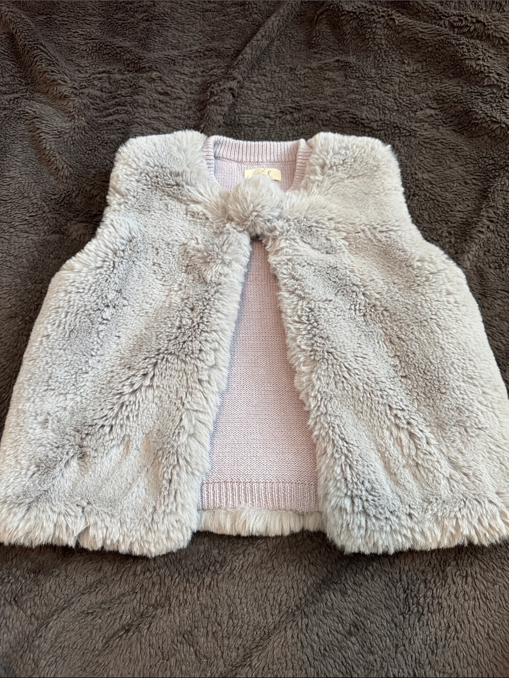 Peek Brand Plush Faux Fur Vest for Kids - Light Gray